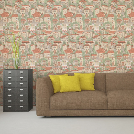 Обои в интерьере артикул 225112-2, Городок, МОФ Обои в интерьере артикул 225112-2, Городок, МОФ